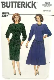 Butterick Fast & Easy Pattern #4034 - Ladies Dress - (Sizes 8, 10 & 12)