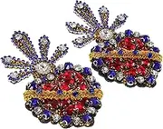 OSALADI 2pcs Heart Shape Applique: Beaded Rhinestone Applique Patches for DIY Sewing Projects - Handmade Decorative Embellishments for Clothing