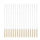 16pcs Kebob Skewers 34cmx4.3mmx1.2mm Flat Sticks with Wood Grip Handle