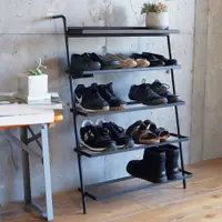 在飛比找誠品線上優惠-日本COLLEND IRON 實木鋼製靠牆四層收納鞋架