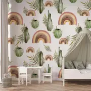 [Namly Design] Wall Paper - Cactus and Rainbow Design