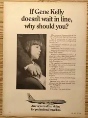 1966 American Airlines Promo Little Girl Black & White Photo Vintage Print Ad