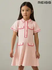 Reiss Pink Sofia 4-9 yrs Rib-Knit Button-Down Dress (AU9715) | $135