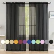 Window Curtains Sheer Curtains 72 Inches Long 2 52"W x 72"L (Pack of 2) Black