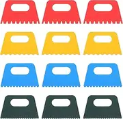 8 PCS Putty Knife Plastic Paint Scraper Tool Multicolor Spackle Spreader Small Lightweight Notched Trowel Set with Hanging Hole for Art Grout Patching Wallpaper Decal Glue Construction (12)