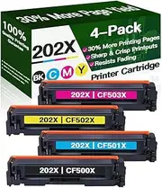 CF500X CF501X CF502X CF503X 202A 202X Toner Cartridges Compatible with HP Color Laserjet Pro M254dw M280nw M281fdn M282fdw（4 Pack