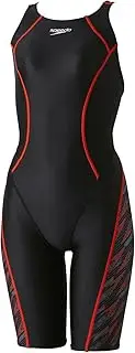[Speedo] Women's SCW12408F Flex Σ-CHI Semi Openback Kneeskin Flex Sigma Semi Open Back Knee Skin (Red/Black) O