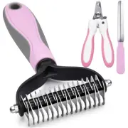 Dog brush for shedding Undercoat Rake for Dogs & Cats - Double Sided Brush fo...
