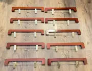 National Hanger Co. 14" Wooden Clip Hanger, Walnut Wood w/ Gold... BOX OF 10
