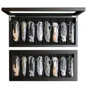 Display Case Box Knife Organizer Storage 8 Pocket Knives Folding Holder Real