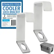 [2 Pack] White Cooler Lock Bracket for Yeti & RTIC – Tie down Kit, Secure Mid- t