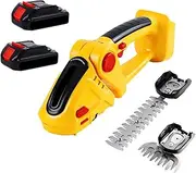 Trimmer Grass Shears, Handheld Grass Cutter, 2-in-1 Cordless Electric Shrub Shears with Interchangeable Blades, 2 PCS Batteries and Charger, Garden Lawn Mower in Multi-Perspective Adjusted