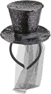 Fever Mini Top Hat w Net - Adult Headband