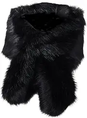 [ADNIVS] Bridal Women Long Faux Fur Shawl Bridal Stole Cover Up Winter Soft Bolero Scarf Shawl Wraps Cloak Coat Sweater Cape for Party