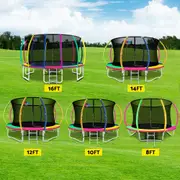 Everfit Trampoline 8FT 10FT 12FT 14FT 16FT Kids Trampolines Basketball Set Colourful