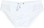 [Aosufei] Men's White Drawstring Briefs Bikini Swimwear Low Rise Quick Dry Swim Trunks Casual Sexy Triangle Swimsuit