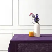 Deep Purple - 100% French Flax Linen Tablecloth, Med - 140cm x 240cm / Deep Purple