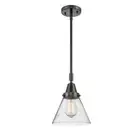Innovations Large Cone 1 Light 8" Mini Pendant, LED, BK/Seed - 447-1S-BK-G44-LED
