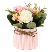 Artificial Hydrangea Bouquet with Small Ceramic Vase Fake Silk Variety Flower