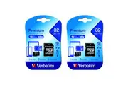2PK Verbatim Micro SDHC 32GB Memory Card Class 10 Media Storage w SD Adaptor