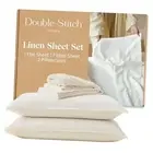 Double Stitch European Flax Linen Sheets King - King (78" x 80") Cream
