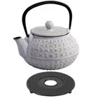 AVANTI Empress Cast Iron Tea Pot 900ml White & Gold BONUS TRIVET & STRAINER!