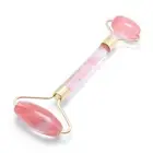 1x Golden Cherry Quartz Brass Face Massager Facial Rollers 142~150x54~58x19~22mm