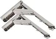 NZBZHHZGPL 2pcs Folding Shelf Brackets Heavy Duty Stainless Steel Collapsible Shelf Bracket for Table Work Space Saving Bracket Bracket(C)