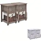 1/2x Bedside Cabinet Wood Lamp Nightstand Drawer End Table White/Brown vidaXL