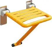 Folding Shower Seat Wall Mounted Shower Seat with Support Leg Elderly Non-Slip Sitting Chair Shower Seat Shower Stool Bath Chair Shoe Change Stool (White) (Yellow)