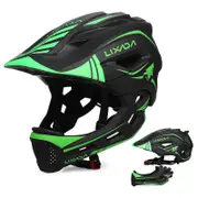 Lixada Kids Detachable Full Face Helmet Children Sports Safety Bike Helmet Protective Gear for black/green
