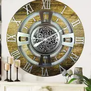 The Gears Clock ENGLAND LINE WALL CLOCK ROUND 24 INCH GOLD ANTIQUE