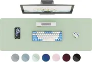 DAWNTREES 100x40cm Leather Desk Pad Protector,Mouse Pad,Office Desk Mat, Non-Slip PU Leather Desk Blotter,Laptop Desk Pad,Waterproof Desk Writing Pad for Office and Home (Green,100x40cm)