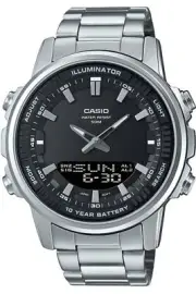Casio AMW880D-1A Mens Enticer World Time Telememo Analog Digital Watch White
