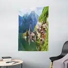 Rustic Tapestry Alps Village Small Town Print Wall Hanging Decor