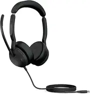 Jabra Evolve2 50 Wired Stereo Headset - Active Noise Cancelling - UC Cert - USB C - On Ear Headphones with Noise Cancelling Boom Mic - ClearVoice for Crystal Clear Calls + Powerful Music + Air Comfort
