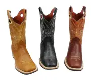 Men Genuine Cowhide Leather Shoulder Print Cowboy Boots Square Toe Style DB 350
