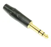 1/4 Inch Stereo TRS Male Self-solder Premium Connector Shielded & Gold