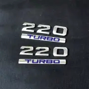 2x Silver 220 + 2x Blue Chrome TURBO Metal Sticker Badge Emblem Decal Racing Car (for: MG)