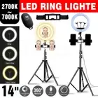 14"LED Ring Light 6000K 3 Colour Dimmable Stand Tripod Phone Holder Studio Video