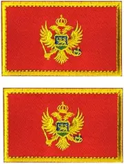 HFDA 2 Piece Different Country Flags Patch - Tactical Combat Military Hook and Loop Badge Embroidered Morale Patch (Montenegrin)