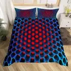 Geometric Duvet Cover Stereoscopic Dense Hole Boys Kids Bedding Set Blue Red