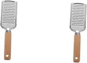 PEPLAYTAL 2pcs Stainless Steel Plane Grater Zester Wood Handle Kitchen Tool for Vegetables Fruits Cheese Lemon and Ginger Easy to Clean and Non- Design