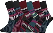 [Bonjour] 6 Pairs Non Elastic Soft Loose Wide Top Cotton Diabetic Socks for Women