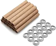 DIY 15 Pack Set of 4.7 inch Height by 0.6 inch Diameter Tube Style Wooden Core Wax Wicks Complete with Metal Base Anchor Holders for Handmade Candle Making, (MP-WTW-120-15-15)