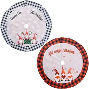 120cm Christmas Tree Skirt Plush Gnome Snowflakes Buffalo Plaid Mat Carpet Decor