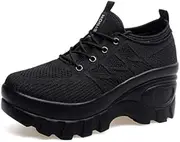 [Pucepen] Orthopedic Walking Shoes for Women Chunky Platform Comfort Wedge Walking Shoes for Women Non-Slip Breathable Slip-On Womens Trail Running Shoes