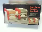 Space Saving Rotating Spice Rack 8 Containers. Easy to Mount Under Cabinet or Wa