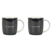 2PK Annabel Trends Coffee Mug Porcelain Pull My Finger Cup w/ Handle 9cm BLK
