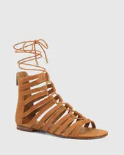Clo Amber Tan Suede Flat Sandal